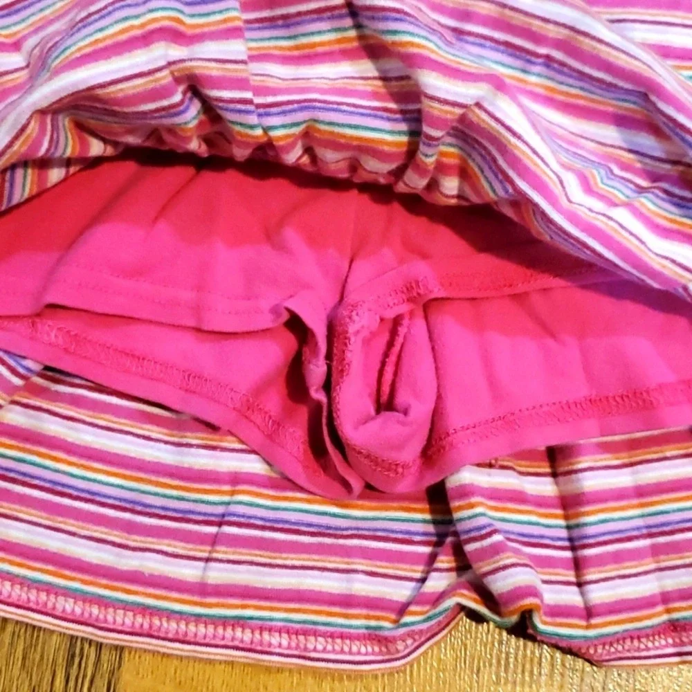 Children's Place Girls Orange Ribbed Short Sleeve Shirt‎ w Striped Skirt Size 5